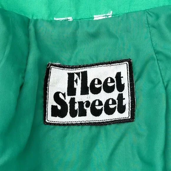 Vtg 70s Fleet Street Jacket 12/14 Kelly Green Rain Shine Trench Coat Mod Toggle